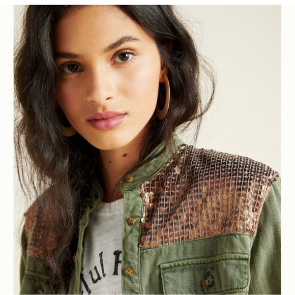 Anthropologie Sequined Oversized Shirt - Picture 4 of 13